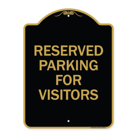 Parking Space Reserved Sign Parking Reserved For Visitors, Black & Gold Aluminum Architectural Sign